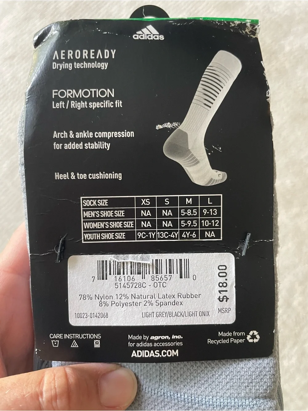 NWT Adidas Soccer Team Speed II Socks in Light Grey/Black/Light Onix Size M